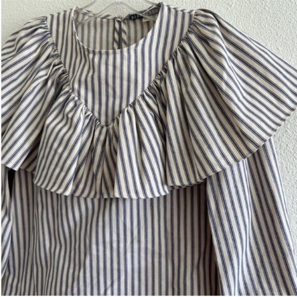 Alexa Chung Striped Long Sleeve Ruffle Top - Picture 5 of 8